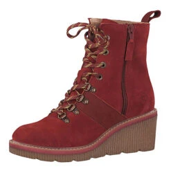 Tamaris 1-25802-33 540 Damen Keil Stiefelette Leder Brick Rot Klassische Stiefeletten - Rot -Ausgewählte Fashion Boots-Geschäfte 12470658 06