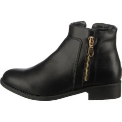 Gold Zipper Stiefeletten - Schwarz -Ausgewählte Fashion Boots-Geschäfte 14886038 03