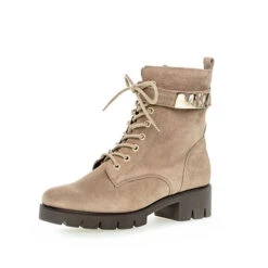 Gabor Biker- Und Combat Boots Rauleder Beige Biker Boots - Beige