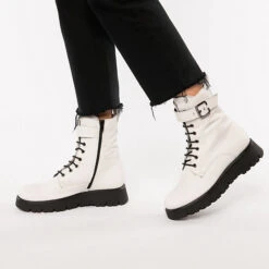 Cleo 1a Schnürstiefeletten - Weiß -Ausgewählte Fashion Boots-Geschäfte 19570310 02