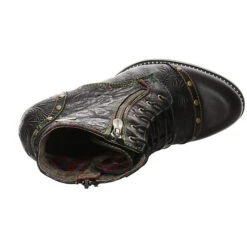 Laura Vita Damen Stiefeletten Schuhe Alcizeeo Stiefelette Elegant Freizeit Zierreißverschluss Nietendekor Lederkombination Gemustert Schnürstiefeletten - Schwarz -Ausgewählte Fashion Boots-Geschäfte 22404070 05