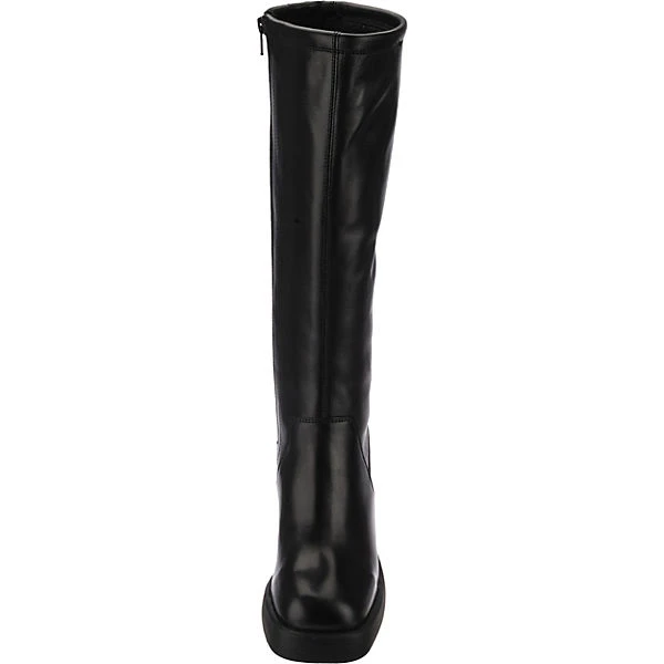 Fashion Blockabsatz Leder Boots Plateau-Stiefel - Schwarz 6 Fashion Blockabsatz Leder Boots Plateau-Stiefel - Schwarz – Bild 4