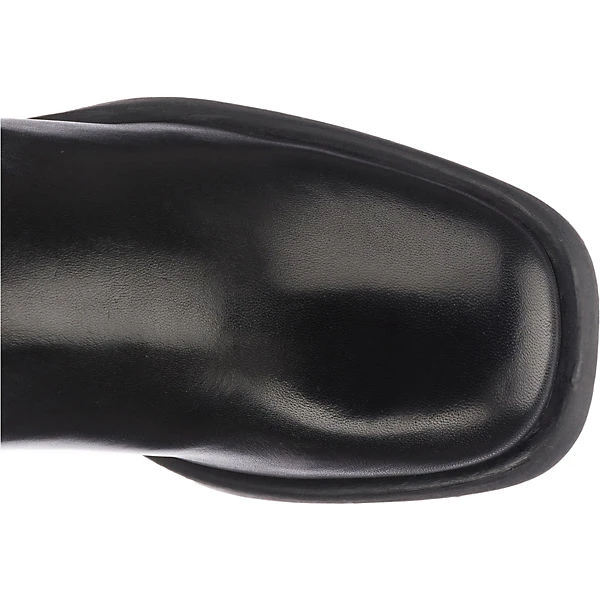 Fashion Blockabsatz Leder Boots Plateau-Stiefel - Schwarz 8 Fashion Blockabsatz Leder Boots Plateau-Stiefel - Schwarz – Bild 6