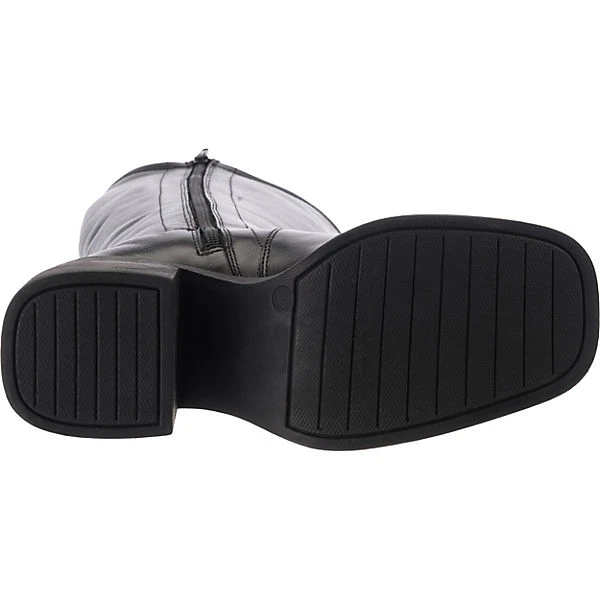 Fashion Blockabsatz Leder Boots Plateau-Stiefel - Schwarz 9 Fashion Blockabsatz Leder Boots Plateau-Stiefel - Schwarz – Bild 7