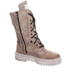 Damen Stiefel Schuhe Schnürstiefel Elegant Freizeit Bergsteigerösen Glattleder Gemustert Schnürstiefel - Beige -Ausgewählte Fashion Boots-Geschäfte 27535687 06