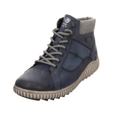 Remonte Schnürboots Leder-/Textilkombination Uni Schnürstiefel - Blau