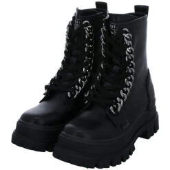 Buffalo Aspha Chain Laceup Boots Logoschriftzug Synthetik Uni Biker Boots - Schwarz -Ausgewählte Fashion Boots-Geschäfte 28524409 10