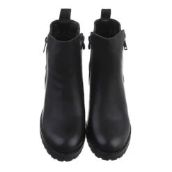 Flache Stiefeletten Reißverschluss, Blockabsatz, Reißverschluss - Schwarz -Ausgewählte Fashion Boots-Geschäfte 29120588 04