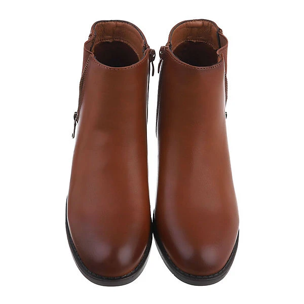 Flache Stiefeletten Reißverschluss, Blockabsatz, Reißverschluss, Used Look 6 Flache Stiefeletten Reißverschluss, Blockabsatz, Reißverschluss, Used Look – Bild 4