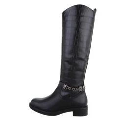 Flache Stiefel Reißverschluss, Blockabsatz, Riemen, Used Look, Kette -Ausgewählte Fashion Boots-Geschäfte 29121813 04