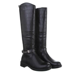 Flache Stiefel Reißverschluss, Blockabsatz, Riemen, Used Look, Kette -Ausgewählte Fashion Boots-Geschäfte 29121813 07