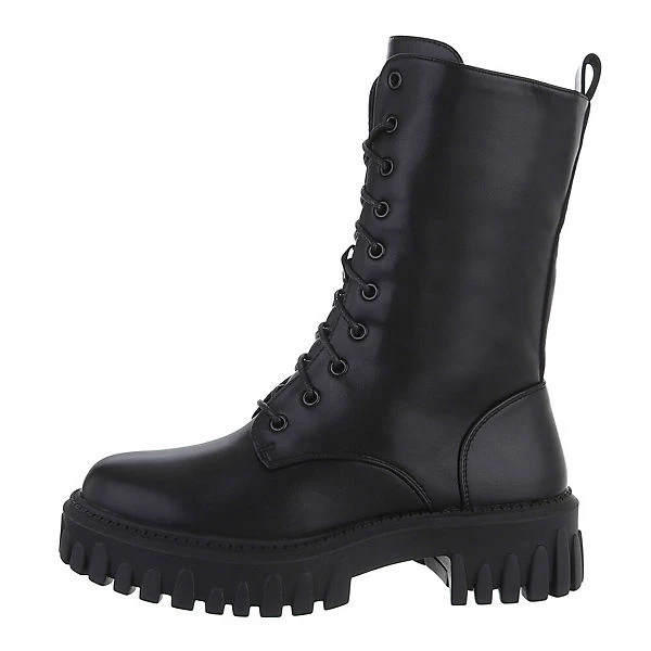 Western- & Bikerboots Lochschnürung, Blockabsatz, Perlen, Kette - Schwarz 3 Western- & Bikerboots Lochschnürung, Blockabsatz, Perlen, Kette - Schwarz