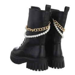 Western- & Bikerboots Lochschnürung, Blockabsatz, Perlen, Kette - Schwarz 8 Western- & Bikerboots Lochschnürung, Blockabsatz, Perlen, Kette - Schwarz -Ausgewählte Fashion Boots-Geschäfte 29124396 03