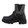 Western- & Bikerboots Schnalle, Blockabsatz, Riemen, Strass - Schwarz