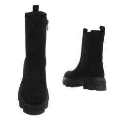 Western- & Bikerboots Reißverschluss, Blockabsatz, Riemen, Kette - Schwarz -Ausgewählte Fashion Boots-Geschäfte 29234016 03