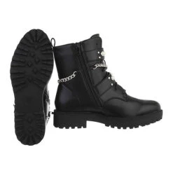 Western- & Bikerboots Lochschnürung, Blockabsatz, Nieten, Perlen - Schwarz -Ausgewählte Fashion Boots-Geschäfte 29245812 02