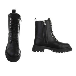 Flache Stiefeletten Lochschnürung, Blockabsatz, -Ausgewählte Fashion Boots-Geschäfte 29248279 02