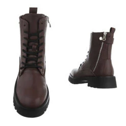 Flache Stiefeletten Lochschnürung, Blockabsatz, - Braun 7 Flache Stiefeletten Lochschnürung, Blockabsatz, - Braun -Ausgewählte Fashion Boots-Geschäfte 29248354 03