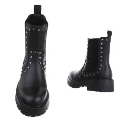 Plateaustiefeletten , Blockabsatz, Nieten - Schwarz -Ausgewählte Fashion Boots-Geschäfte 29253052 03