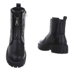 Western- & Bikerboots Reißverschluss, Blockabsatz, Nieten, Strass - Schwarz -Ausgewählte Fashion Boots-Geschäfte 29253322 03