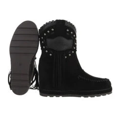 Western- & Bikerboots , Keilabsatz/Wedge, Fransen, Nieten - Schwarz -Ausgewählte Fashion Boots-Geschäfte 29424844 02