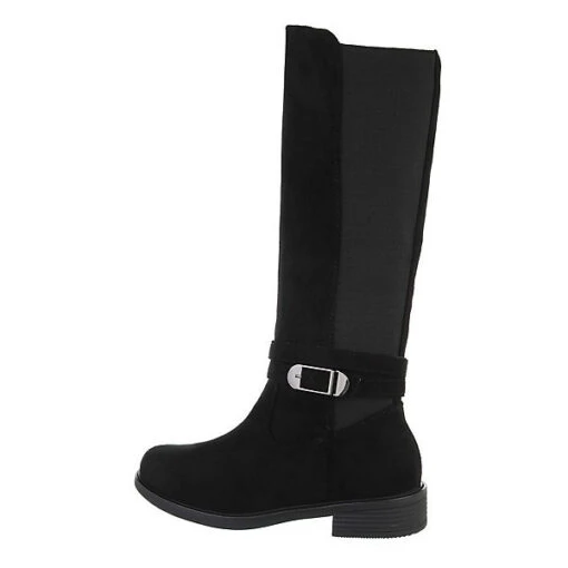 Flache Stiefel Reißverschluss, Blockabsatz, Dekoschnallen - Schwarz 8 Flache Stiefel Reißverschluss, Blockabsatz, Dekoschnallen - Schwarz -Ausgewählte Fashion Boots-Geschäfte 29430471 01
