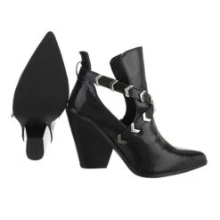 Western- & Bikerboots Schnalle, Blockabsatz, Metallisch, Riemen - Schwarz -Ausgewählte Fashion Boots-Geschäfte 29430528 02