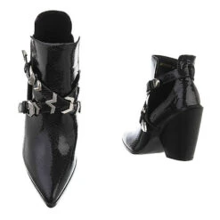 Western- & Bikerboots Schnalle, Blockabsatz, Metallisch, Riemen - Schwarz -Ausgewählte Fashion Boots-Geschäfte 29430528 03