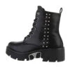 Western- & Bikerboots Lochschnürung, Blockabsatz, Metallisch, Nieten - Schwarz