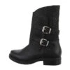 Flache Stiefeletten Reißverschluss, Blockabsatz, Riemen, Perforiert - Schwarz -Ausgewählte Fashion Boots-Geschäfte 29434978 01